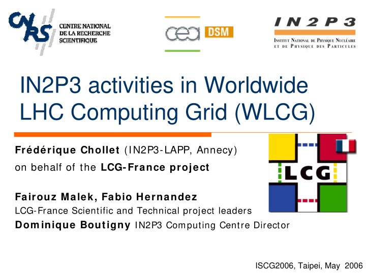 in2p3 activities in worldwide lhc computing grid wlcg