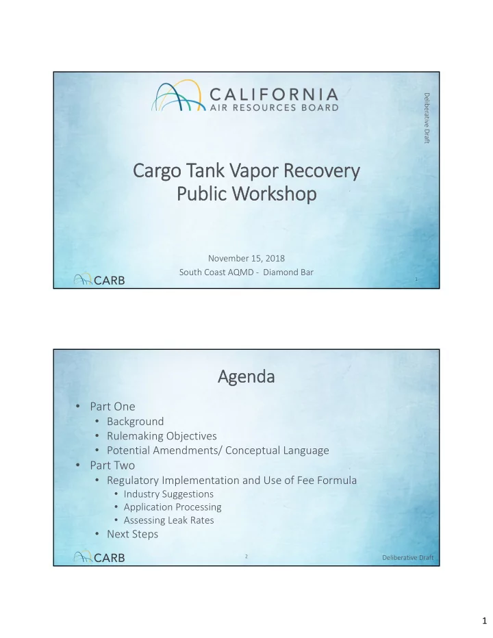 cargo tank vapor recovery public workshop