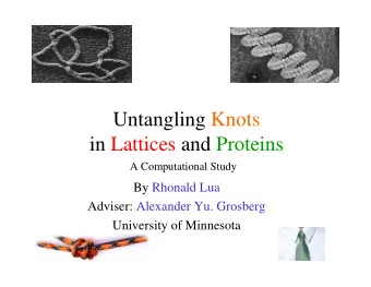 Untangling Knots  in Lattices and Proteins  A Computational Study  By Rhonald Lua  Adviser: