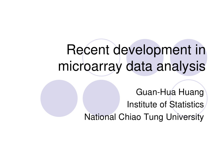 recent development in microarray data analysis