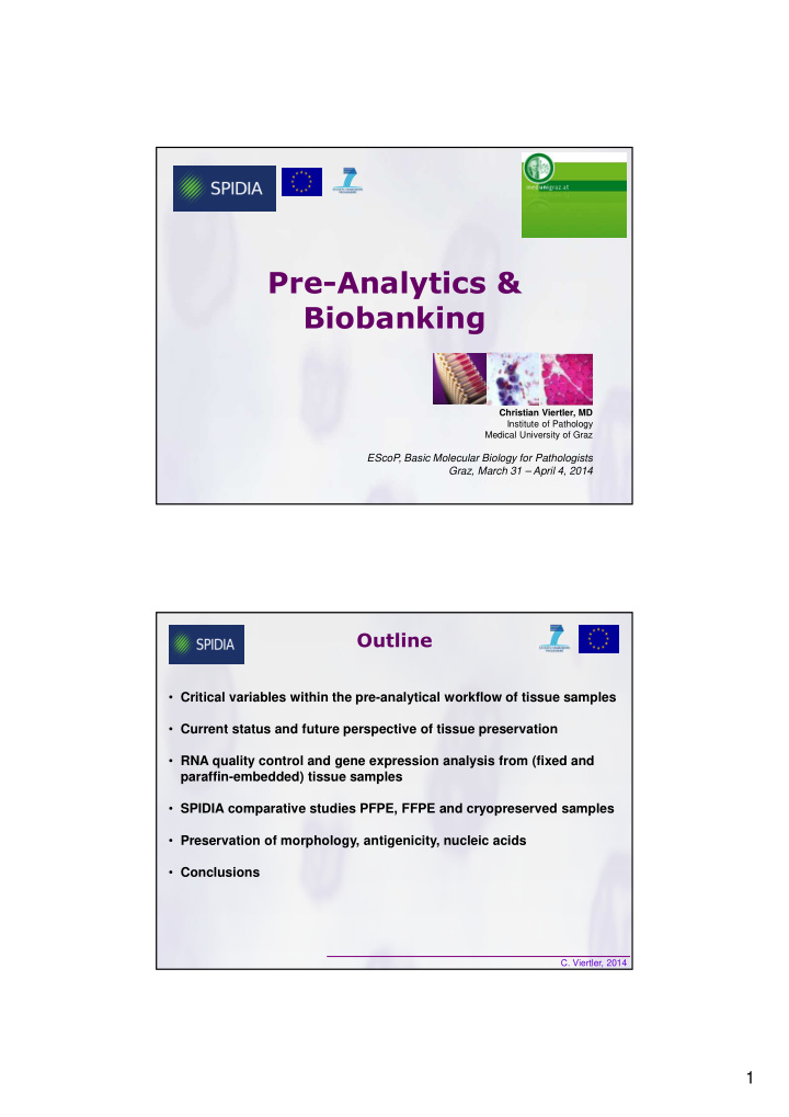 pre analytics amp biobanking