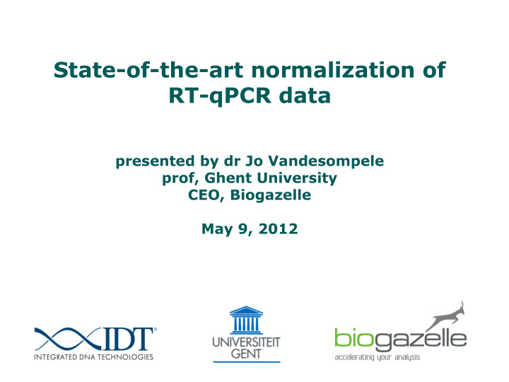 state of the art normalization of rt qpcr data