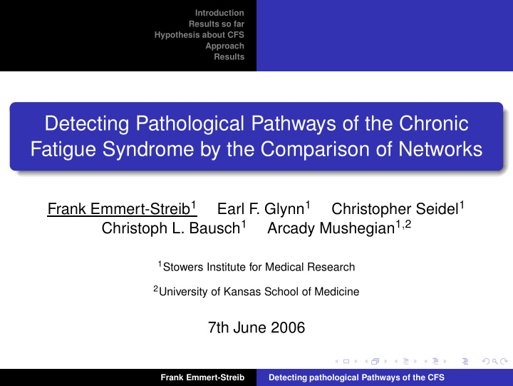 detecting pathological pathways of the chronic fatigue