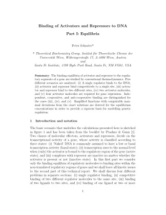 Binding of Activators and Repressors to DNA  Part I: Equilibria Peter Schuster a a Theoretical