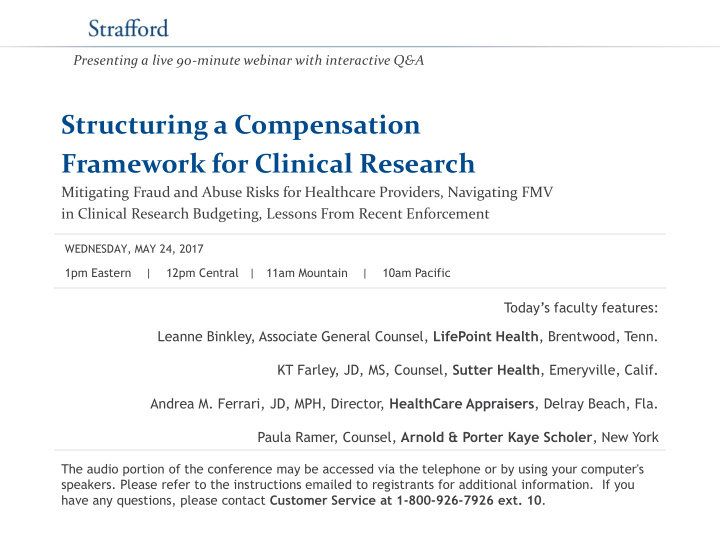 structuring a compensation framework for clinical research