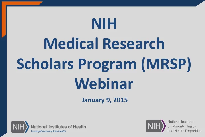 nih medical research scholars program mrsp webinar