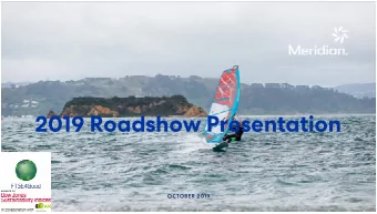 2019 Roadshow Presentation  OCTOBER 2019  OCTOBER 2019  Electricity markets  OCTOBER 2019  2019