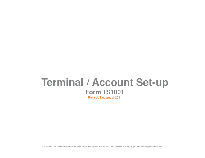 terminal account set up