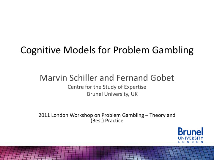 cognitive models for problem gambling