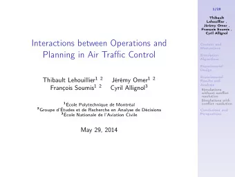 Interactions between Operations and  Context and  Motivations  Planning in Air Traffic Control