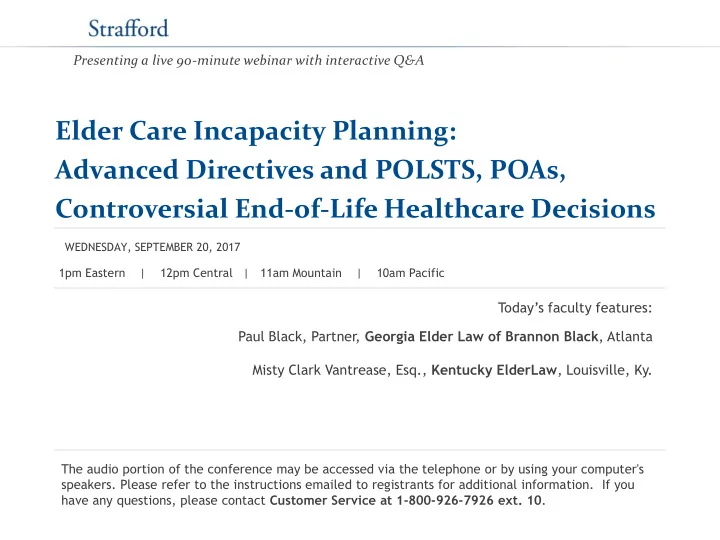 elder care incapacity planning advanced directives and