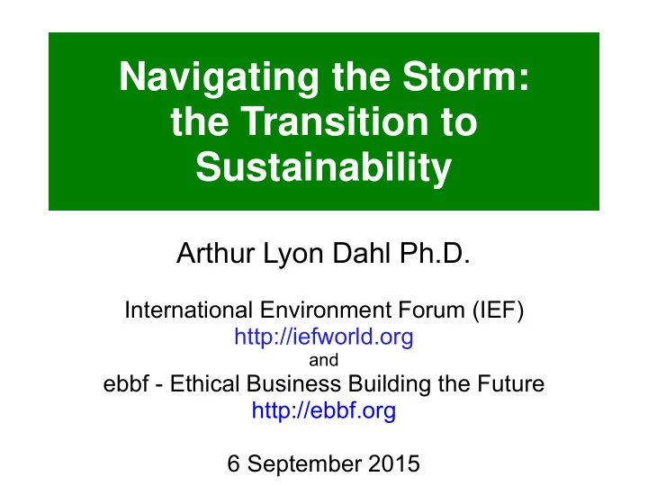 navigating the storm the transition to sustainability