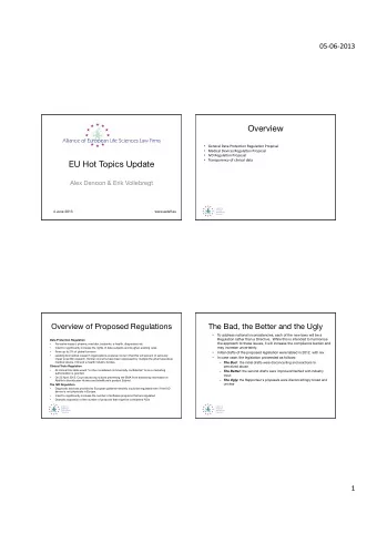 Overview  General  Data  Protec4on  Regula4on  Proposal    Medical  Devices