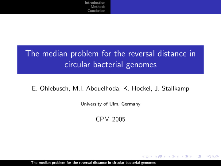 the median problem for the reversal distance in circular