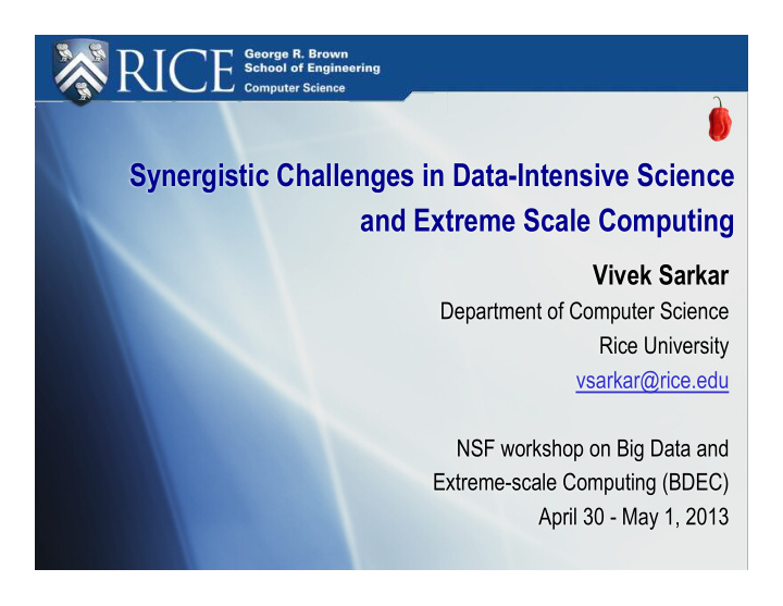 synergistic challenges in data intensive science and