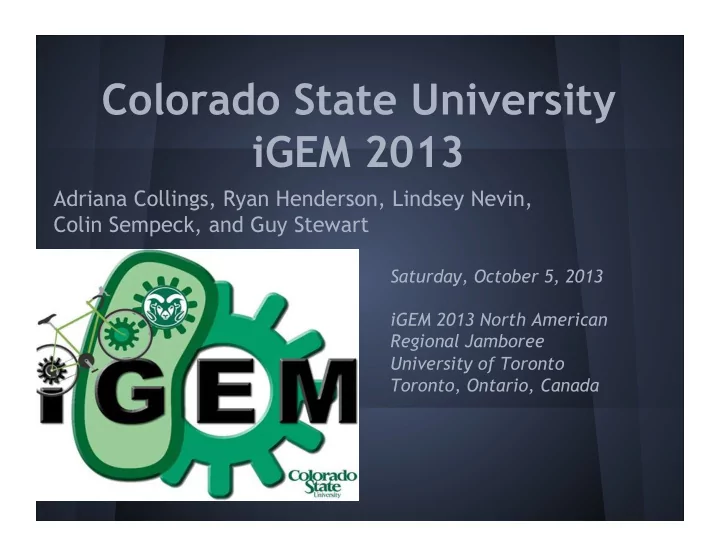 colorado state university igem 2013