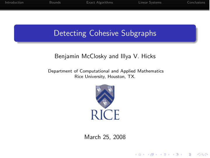 detecting cohesive subgraphs