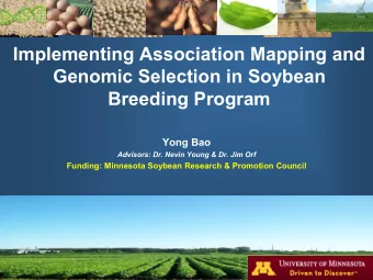 Genomic Selection in Soybean  Breeding Program  Yong Bao  Advisors: Dr. Nevin Young &amp; Dr. Jim
