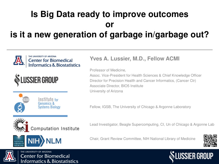 is big data ready to improve outcomes or is it a new