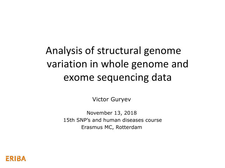 analysis of structural genome variation in whole genome