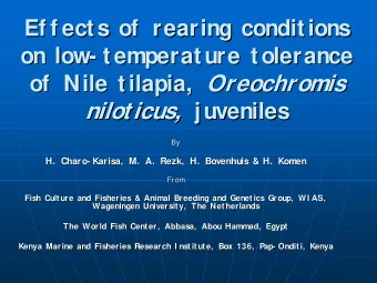 Ef f ects of  rearing conditions  Ef f ects of  rearing conditions  on low-  - temperature