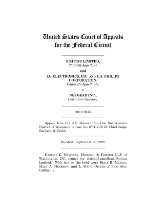 United States Court of Appeals  for the Federal Circuit  __________________________  FUJITSU