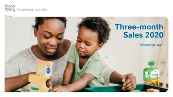 Three-month  Sales 2020  Investor call  Disclaimer  This presentation contains forward looking