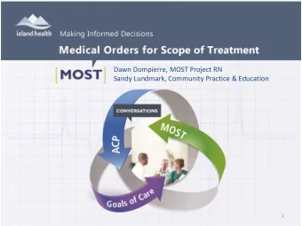 Dawn Dompierre, MOST Project RN  Sandy Lundmark, Community Practice &amp; Education  1  Overview