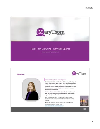 Help! I am Drowning in 2 Week Sprints  Please Tell me What NOT to Test!  About me  President of