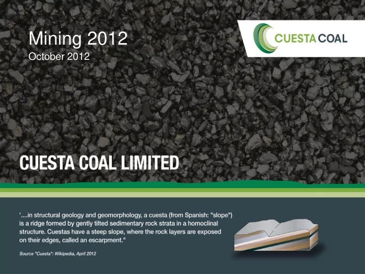 investor presentation mining 2012