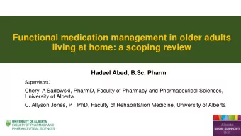 Functional medication management in older adults  living at home: a scoping review  Hadeel Abed,
