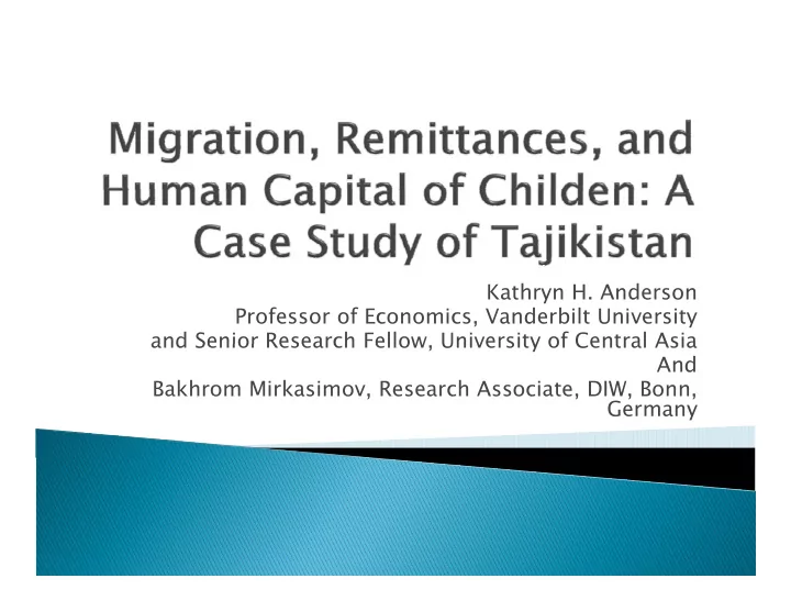 kathryn h anderson professor of economics vanderbilt