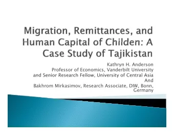 Kathryn H. Anderson  Professor of Economics, Vanderbilt University  and Senior Research Fellow