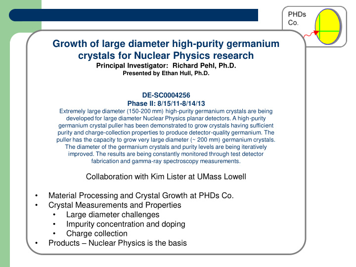 growth of large diameter high purity germanium