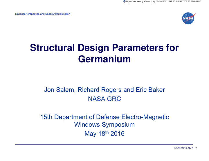 structural design parameters for germanium