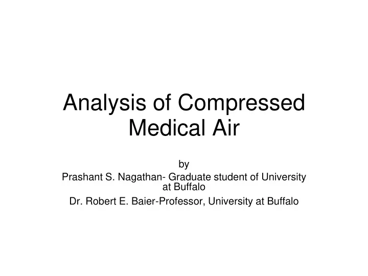 analysis of compressed medical air