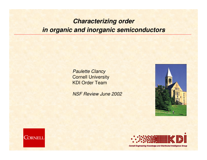characterizing order in organic and inorganic