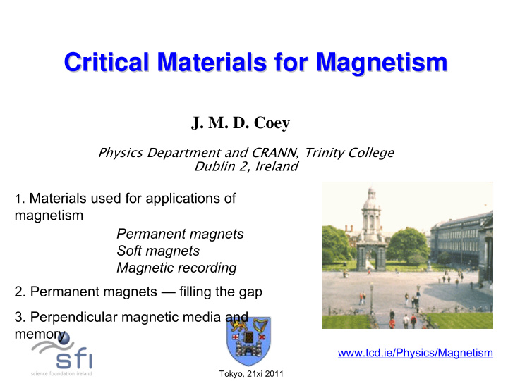 critical materials for magnetism critical materials for