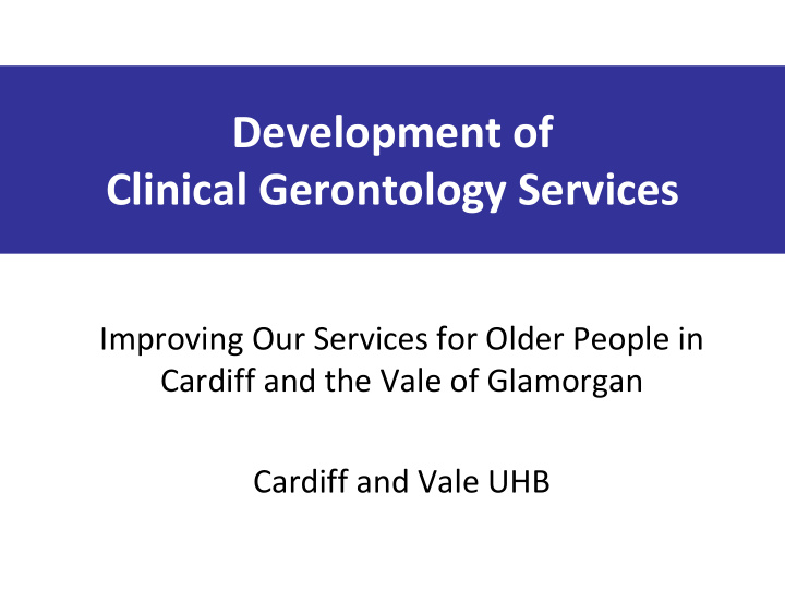 clinical gerontology services