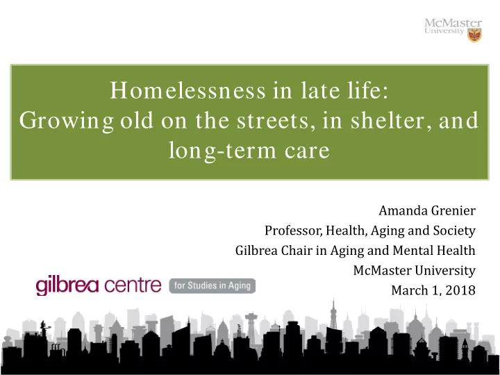 gilbrea chair in aging and mental health mcmaster