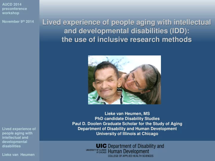 lived experience of people aging with intellectual