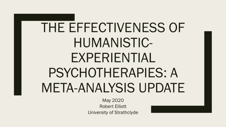 the effectiveness of humanistic experiential