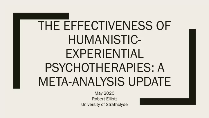 the effectiveness of humanistic experiential