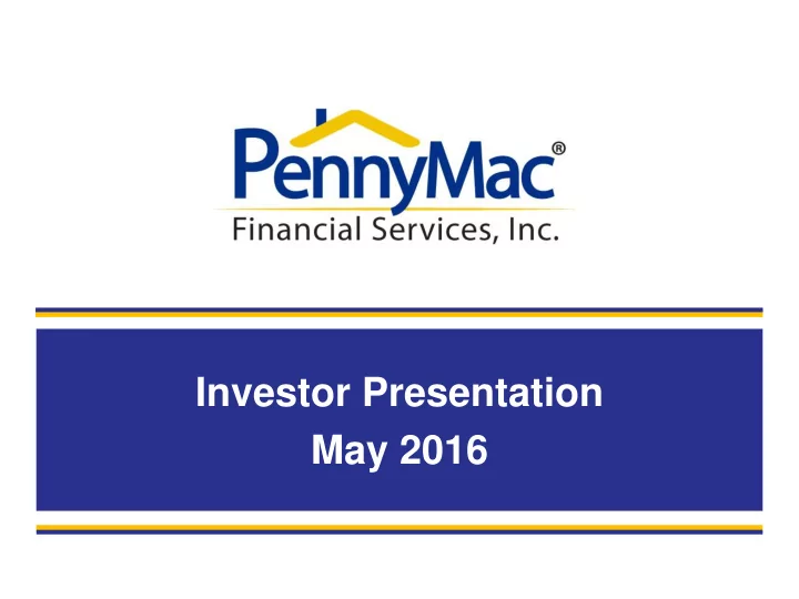 investor presentation may 2016 disclaimer