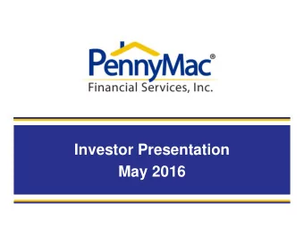 Investor Presentation  May 2016  Disclaimer This presentation contains forward-looking statements