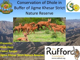 Conservation of Dhole in  Buffer of Jigme Khesar Strict  Nature Reserve  Presenter:  Phub Dorji