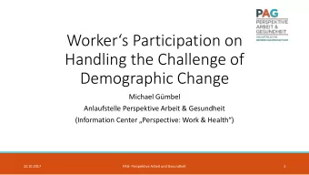 Workers Participation on  Handling the Challenge of  Demographic Change  Michael Gmbel