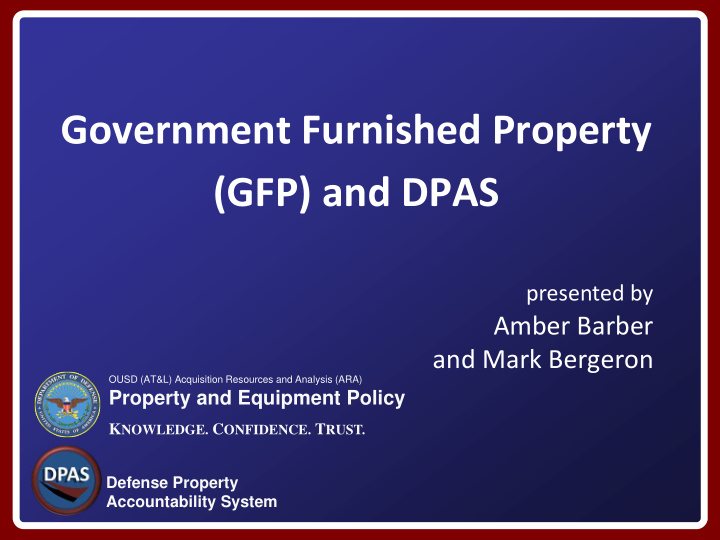 government furnished property gfp and dpas