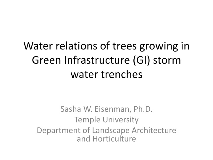 water relations of trees growing in