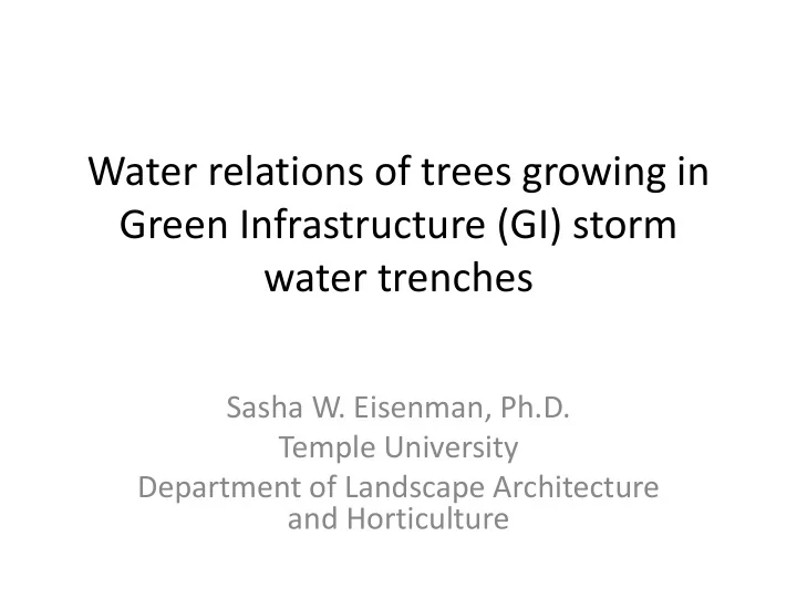 water relations of trees growing in
